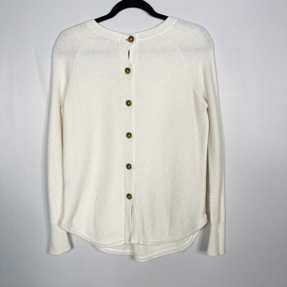 Madewell XSmall XS Cream Backroad Button Back Sweater Cotton Blend Knit Oatmeal - Picture 2 of 13